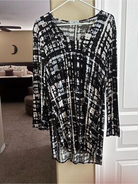 cha cha vente Black and White Patterned Top